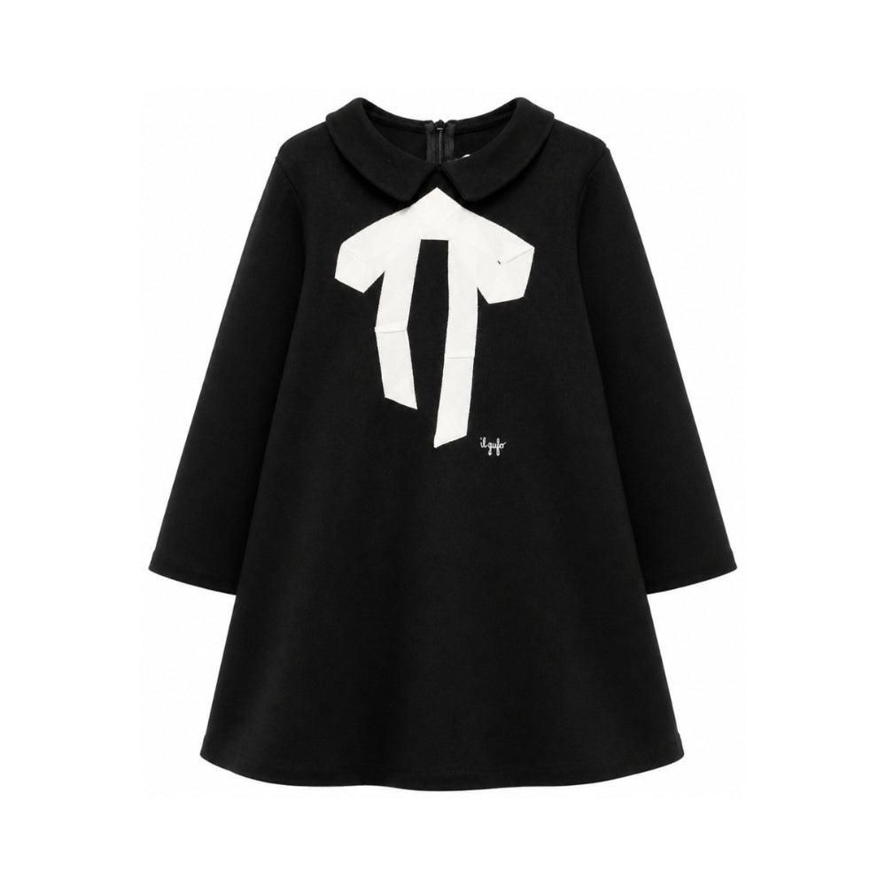 Abito per bambina Il Gufo Kids nero con dettaglio fiocco A26GVL0017M0041 0910 IL GUFO KIDS