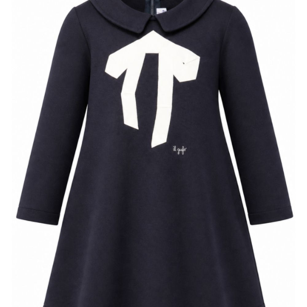 Abito per bambina Il Gufo Kids blu con dettaglio fiocco A26GVL0017M0041 4910 IL GUFO KIDS