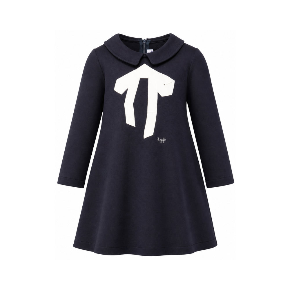 Abito per bambina Il Gufo Kids blu con dettaglio fiocco A26GVL0017M0041 4910 IL GUFO KIDS