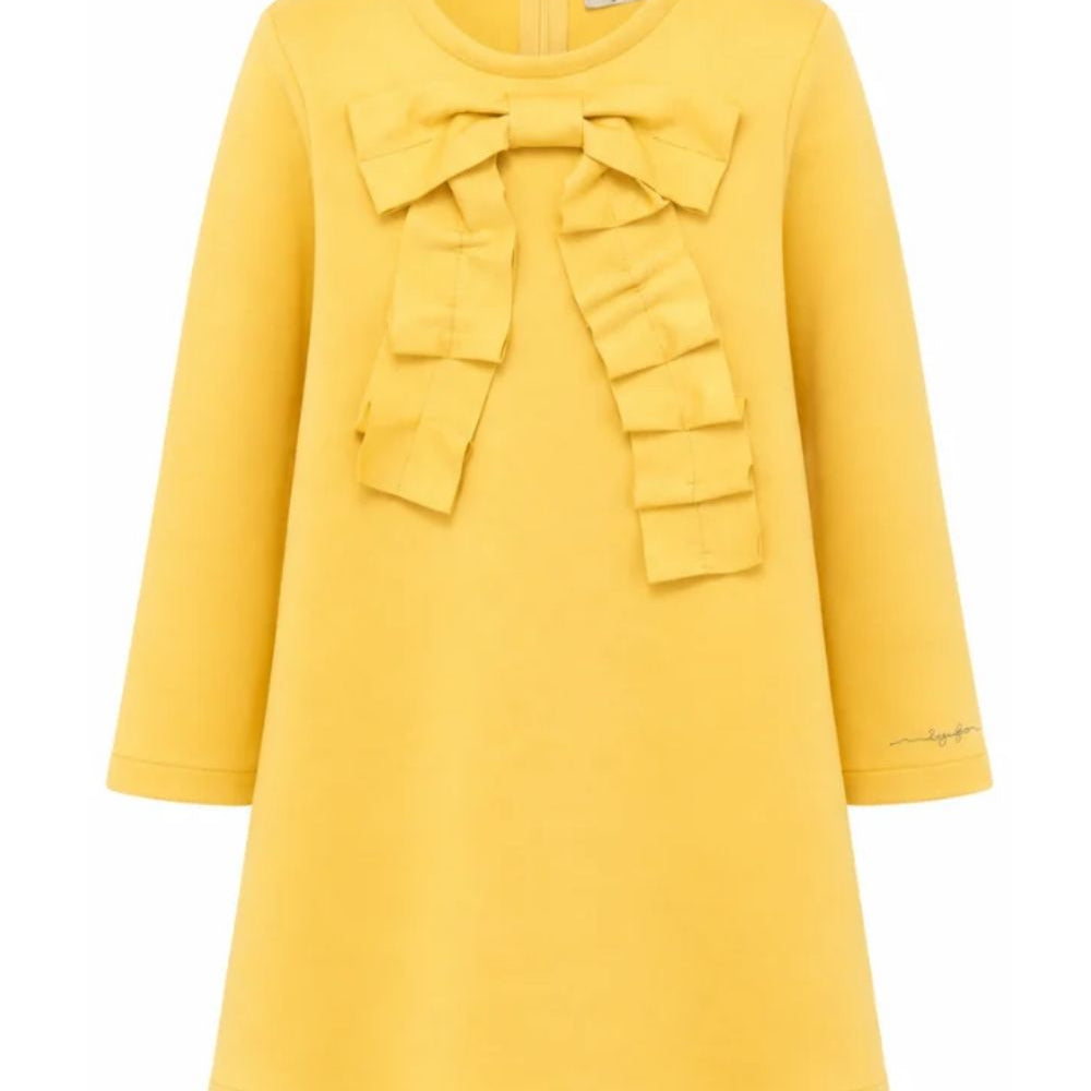 Abito per bambina Il Gufo Kids giallo con volant e dettaglio fiocco A26GVL0029M0041 223 IL GUFO KIDS