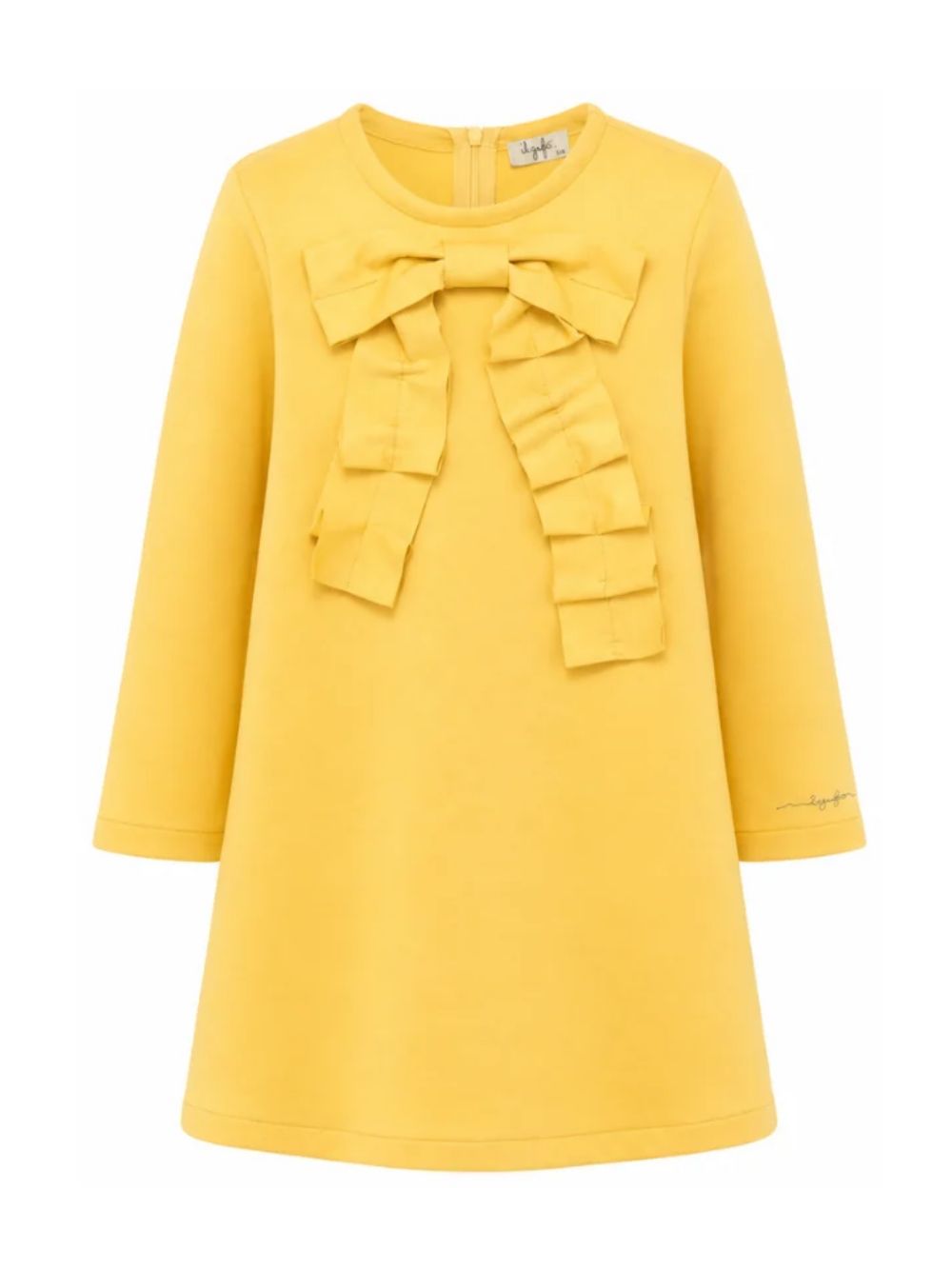 Abito per bambina Il Gufo Kids giallo con volant e dettaglio fiocco A26GVL0029M0041 223 IL GUFO KIDS