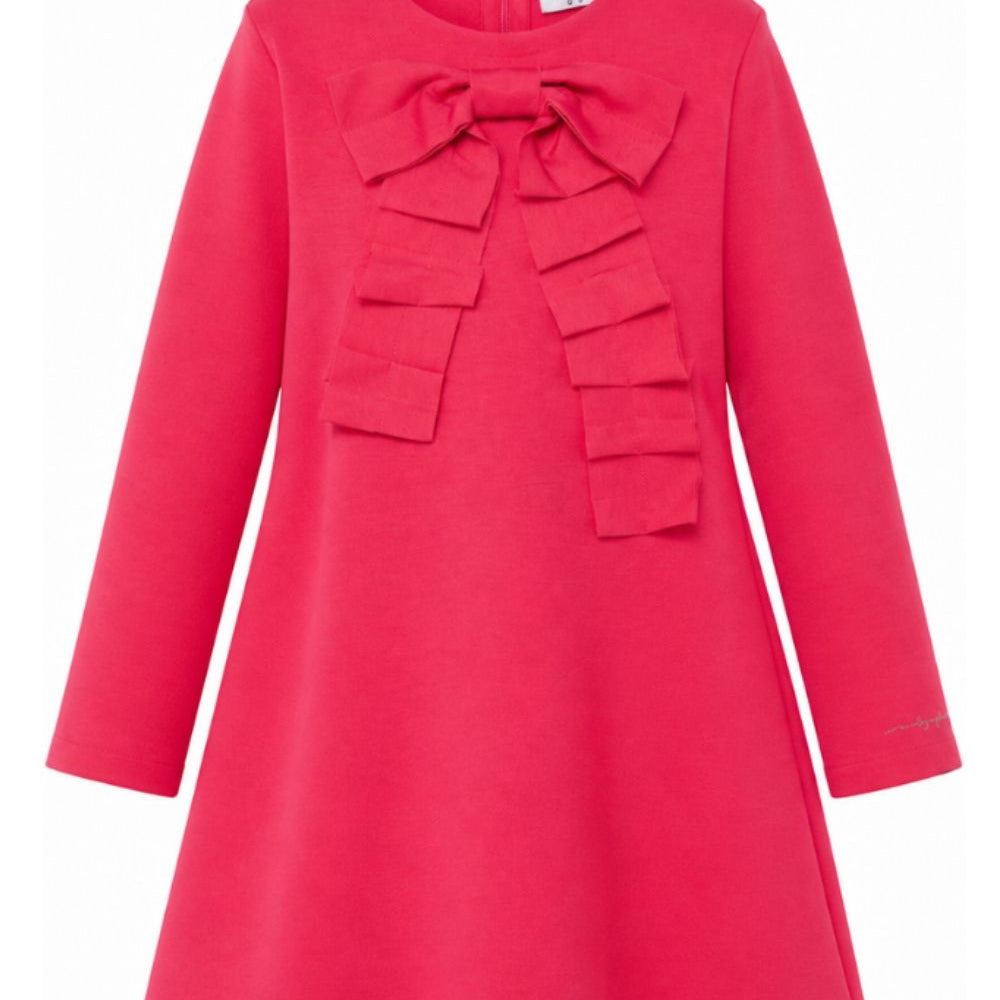 Abito per bambina Il Gufo Kids fucsia con volant e dettaglio fiocco A26GVL0029M0041 368 IL GUFO KIDS