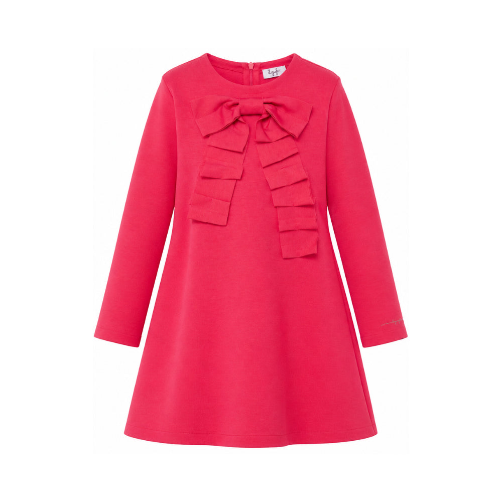 Abito per bambina Il Gufo Kids fucsia con volant e dettaglio fiocco A26GVL0029M0041 368 IL GUFO KIDS