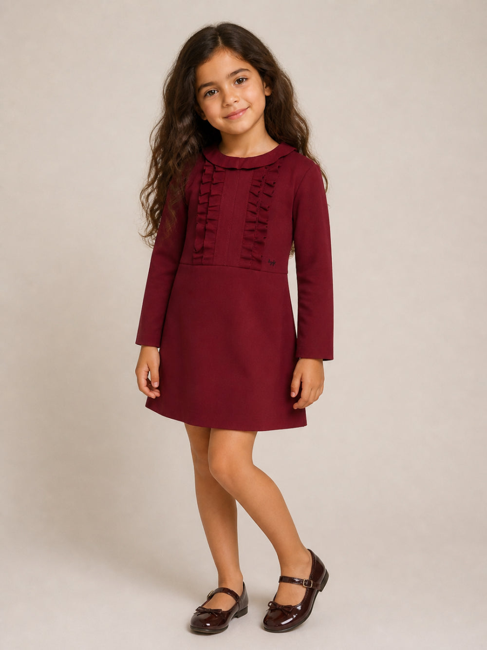 Abito per bambina Il Gufo Kids rosso con bordo increspato A26GVL0033N0057 397 IL GUFO KIDS
