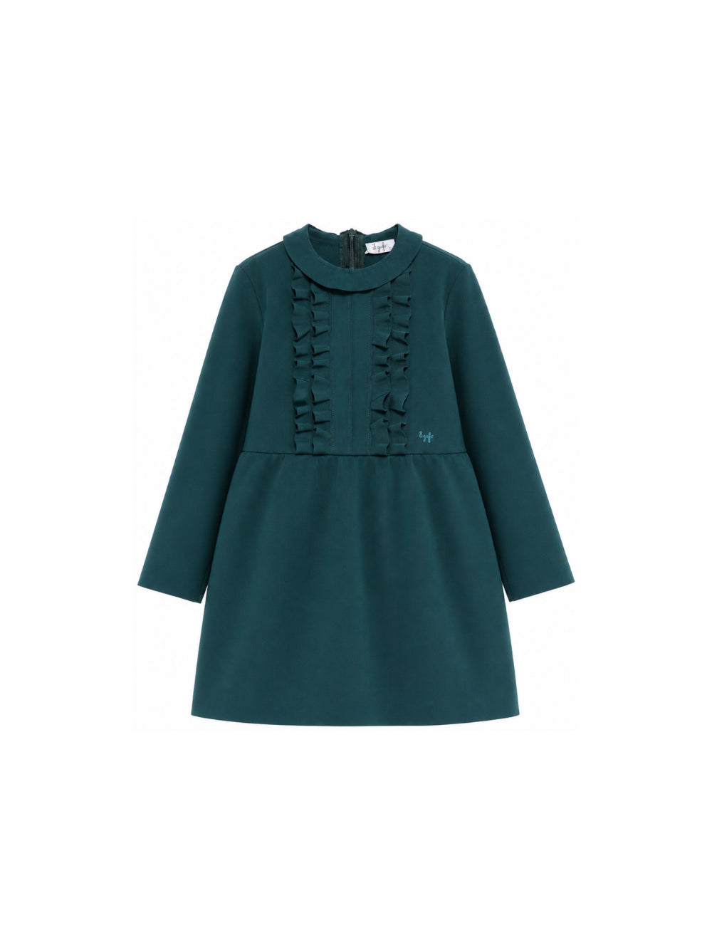 Abito per bambina Il Gufo Kids verde con bordo increspato A26GVL0033N0057 558 IL GUFO KIDS