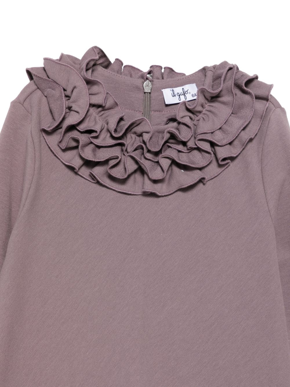 Abito svasato per bambina Il Gufo viola con colletto con ruches A26GVL0039M0100 618 IL GUFO KIDS