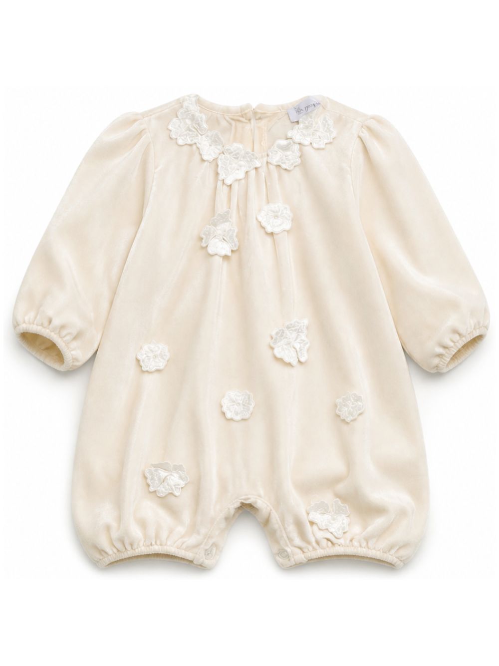 Pagliaccetto per neonata Jesurum bianco in velluto applicata a fiori PICCOLA BEATRICE VAR.10 JESURUM KIDS