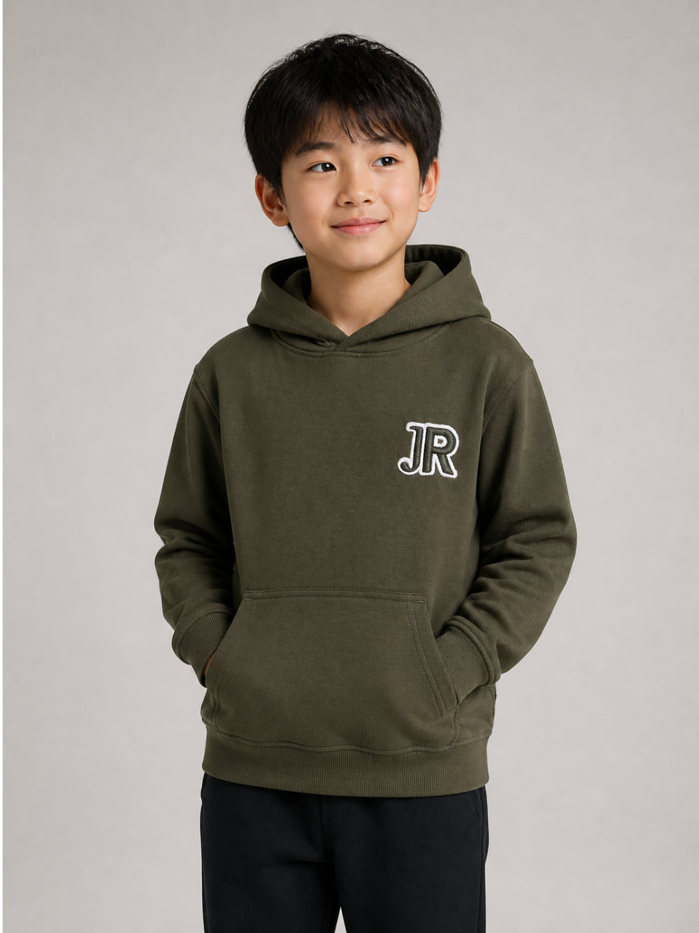 Felpa per bambino John Richmond Junior verde oliva con patch logo RBA26005FE OLIVE JOHN RICHMOND KIDS