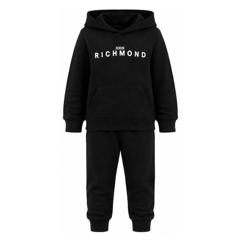 Set felpa e pantaloni sportivi per bambino John Richmond Kids nero con logo sul davanti RBA26007CF BLACK JOHN RICHMOND KIDS