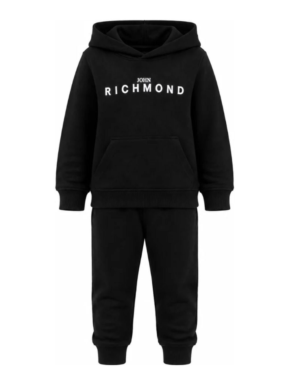 Set felpa e pantaloni sportivi per bambino John Richmond Kids nero con logo sul davanti RBA26007CF BLACK JOHN RICHMOND KIDS