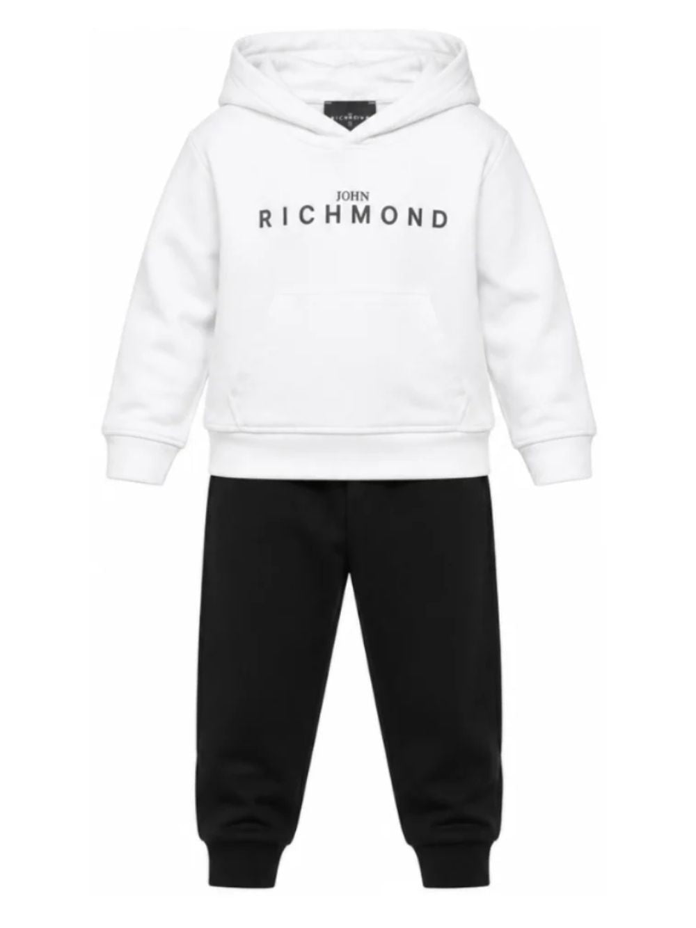 Completo felpa e pantaloni per bambino John Richmond Junior bianco e nero con logo sul davanti RBA26007CF WHITE JOHN RICHMOND KIDS