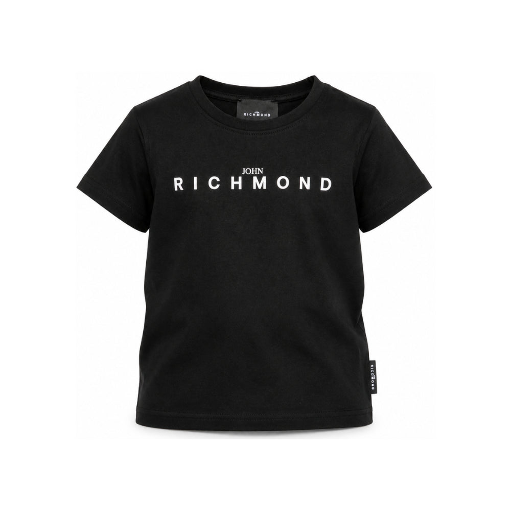 T-shirt per bambino John Richmond Kids nera con logo sul davanti RBA26009TS BLACK JOHN RICHMOND KIDS