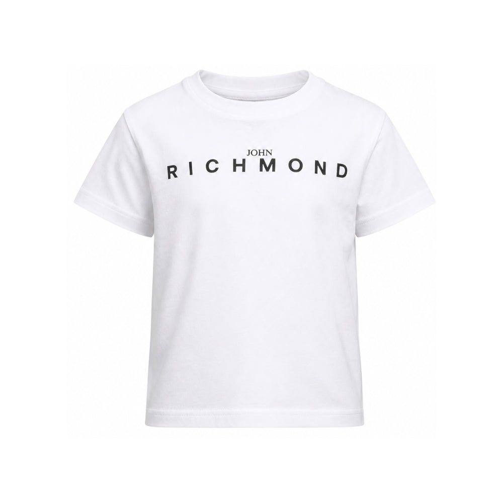 T-shirt per bambino John Richmond Kids bianca con logo sul davanti RBA26009TS WHITE JOHN RICHMOND KIDS