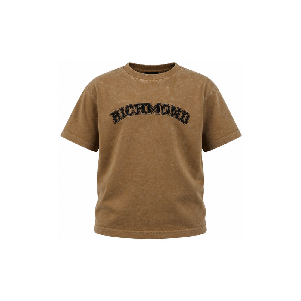 T-shirt per bambino John Richmond Kids marrone con dettaglio logo RBA26011TS KHAKI JOHN RICHMOND KIDS