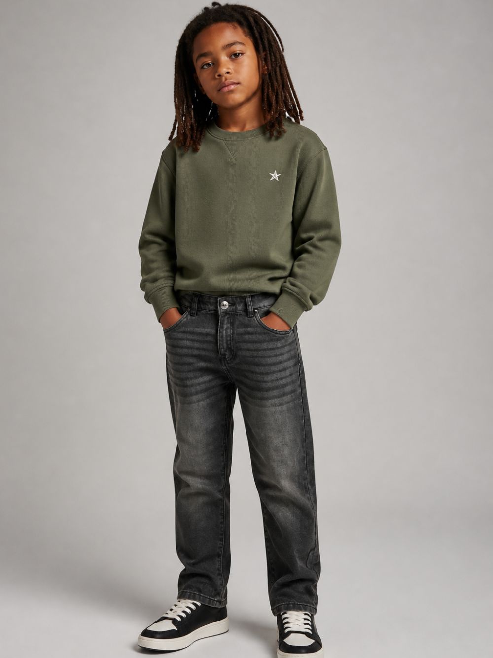 Jeans per bambino John Richmond Kids grigi con logo sul retro RBA26012JE DENIM BLACK JOHN RICHMOND KIDS
