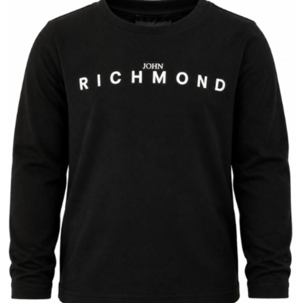 T-shirt per bambino John Richmond Kids nera a maniche lunghe RBA26016TS BLACK JOHN RICHMOND KIDS
