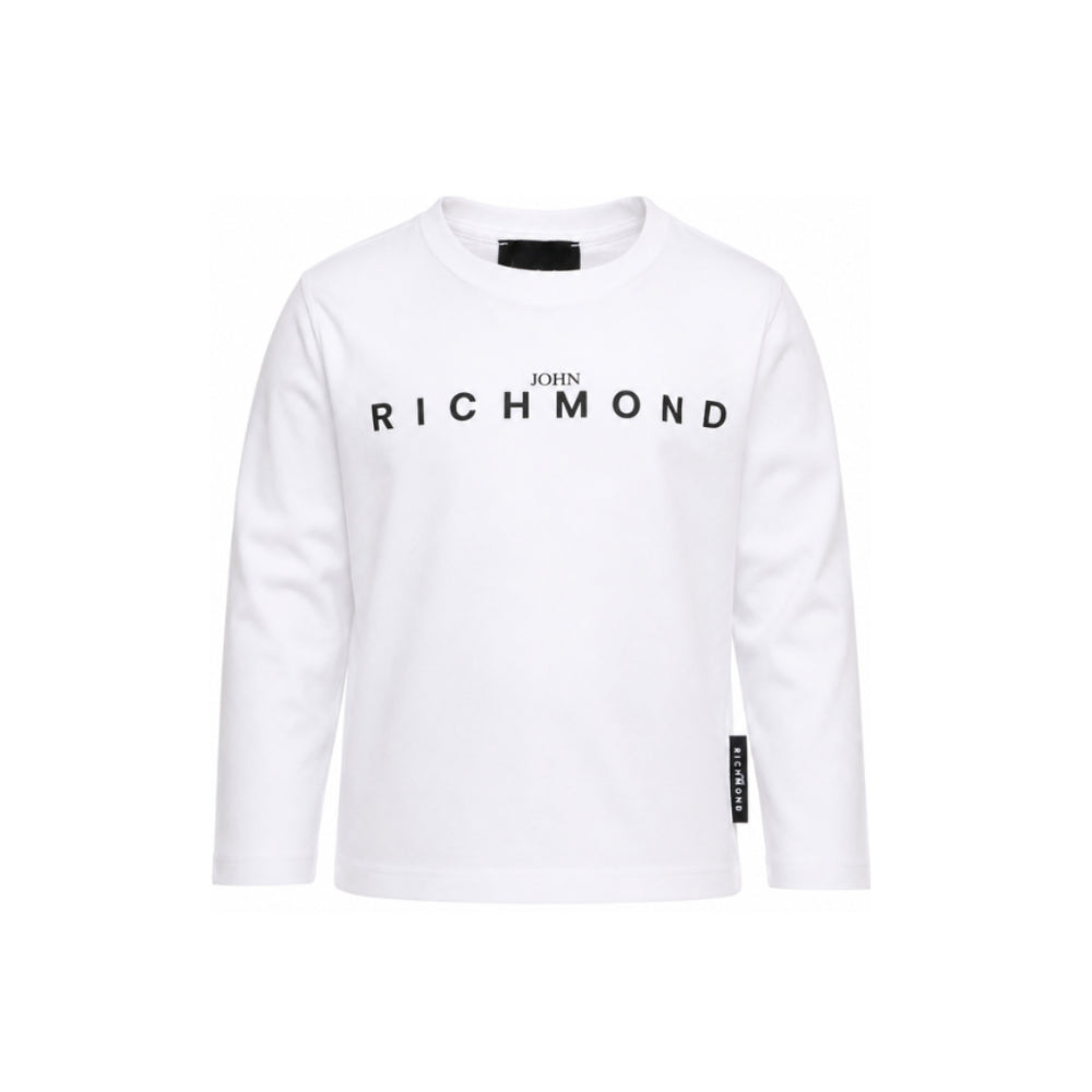 T-shirt per bambino John Richmond Kids bianca con stampa logo sul davanti RBA26016TS WHITE JOHN RICHMOND KIDS