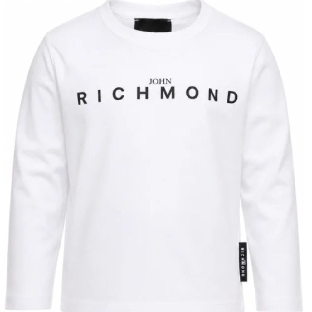 T-shirt per bambino John Richmond Kids bianca con stampa logo sul davanti RBA26016TS WHITE JOHN RICHMOND KIDS