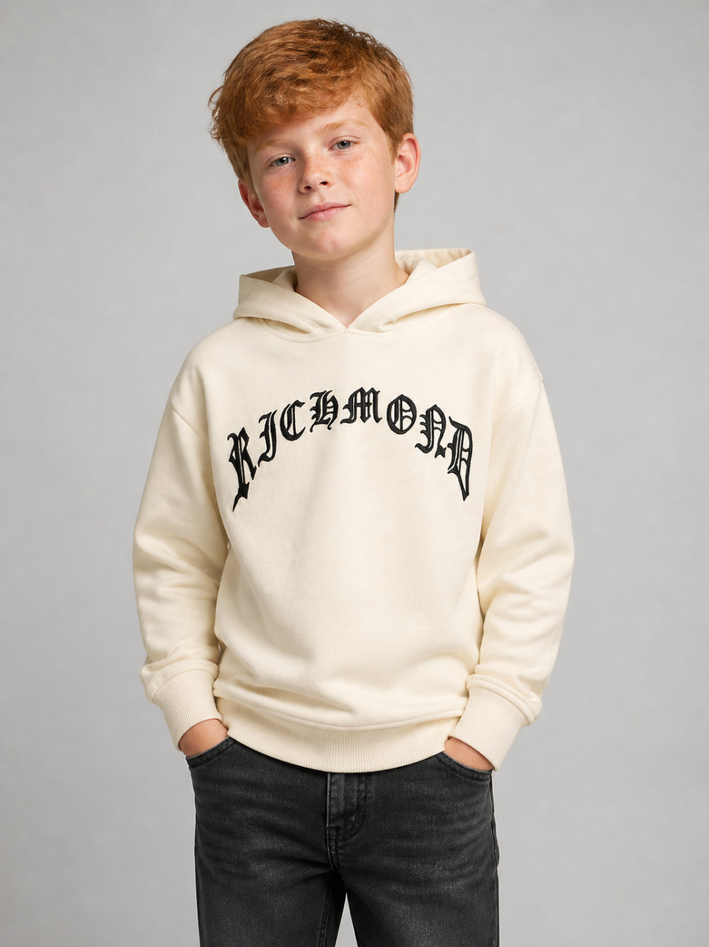 Felpa per bambino John Richmond Kids crema con logo sul davanti RBA26041FE CREAM JOHN RICHMOND KIDS
