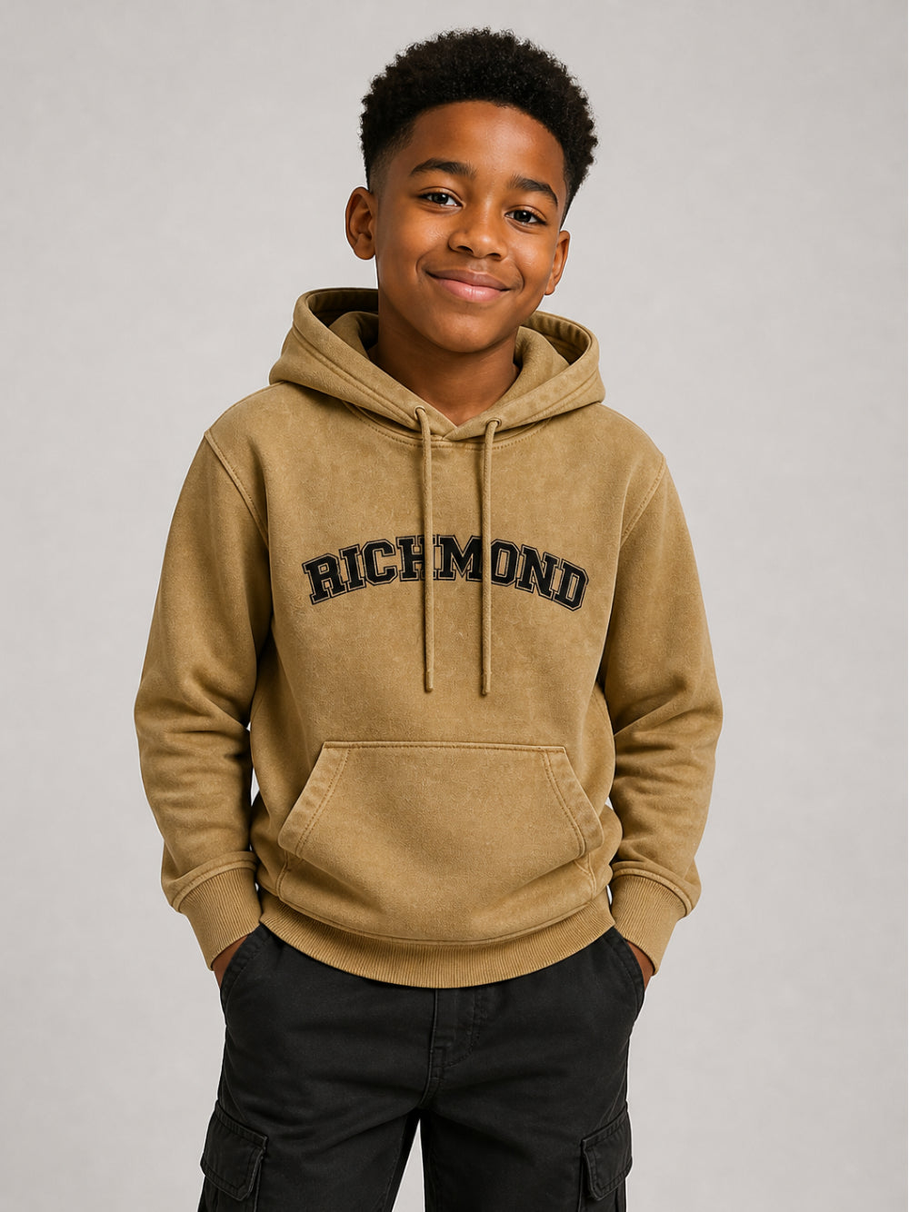 Felpa per bambino John Richmond Junior beige con logo sul davanti RBA26049FE KHAKI JOHN RICHMOND KIDS