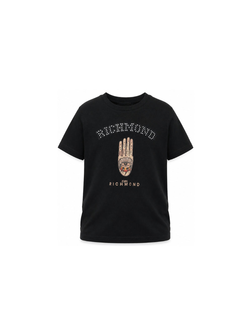 T-shirt per bambino John Richmond Kids nera con applicazione RBA26065TS BLACK JOHN RICHMOND KIDS