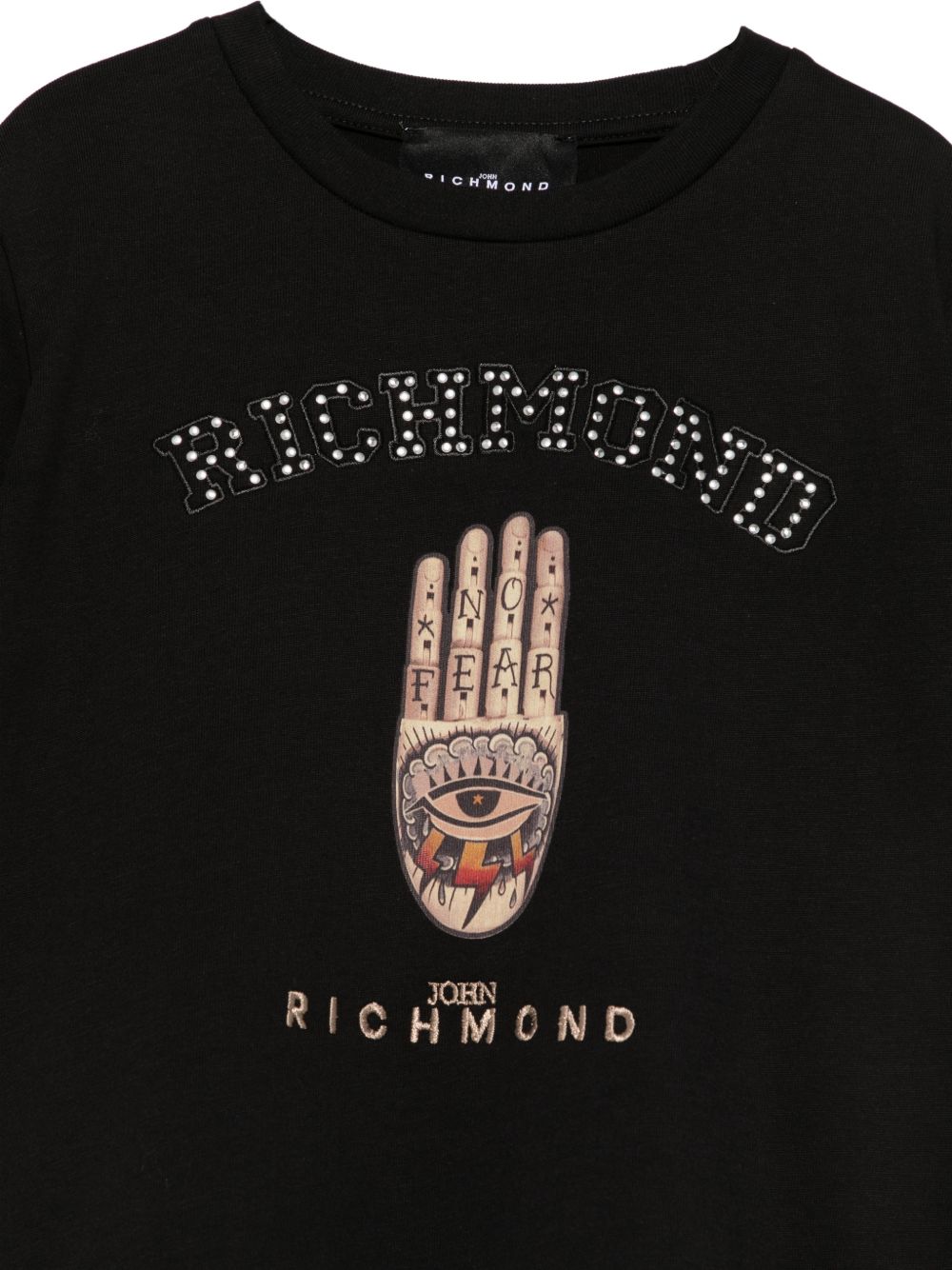 T-shirt per bambino John Richmond Kids nera con applicazione RBA26065TS BLACK JOHN RICHMOND KIDS