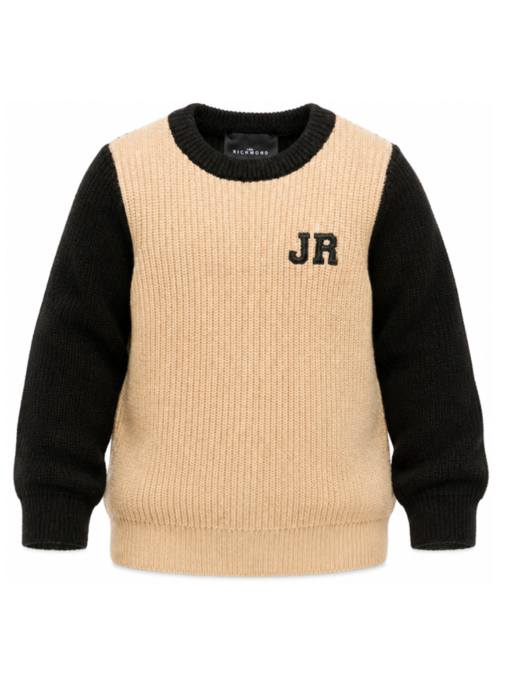 Maglione per bambino John Richmond Junior beige con finiture a coste RBA26092MA KHAKI JOHN RICHMOND KIDS