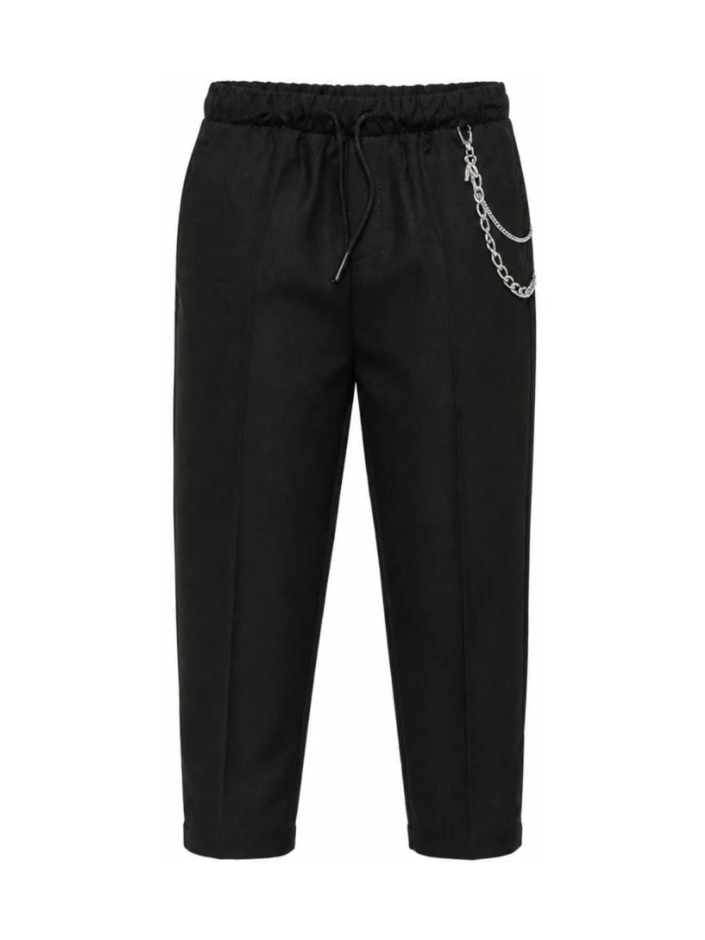 Pantaloni per bambino John Richmond Junior neri con dettaglio catena RBA26126PA BLACK JOHN RICHMOND KIDS