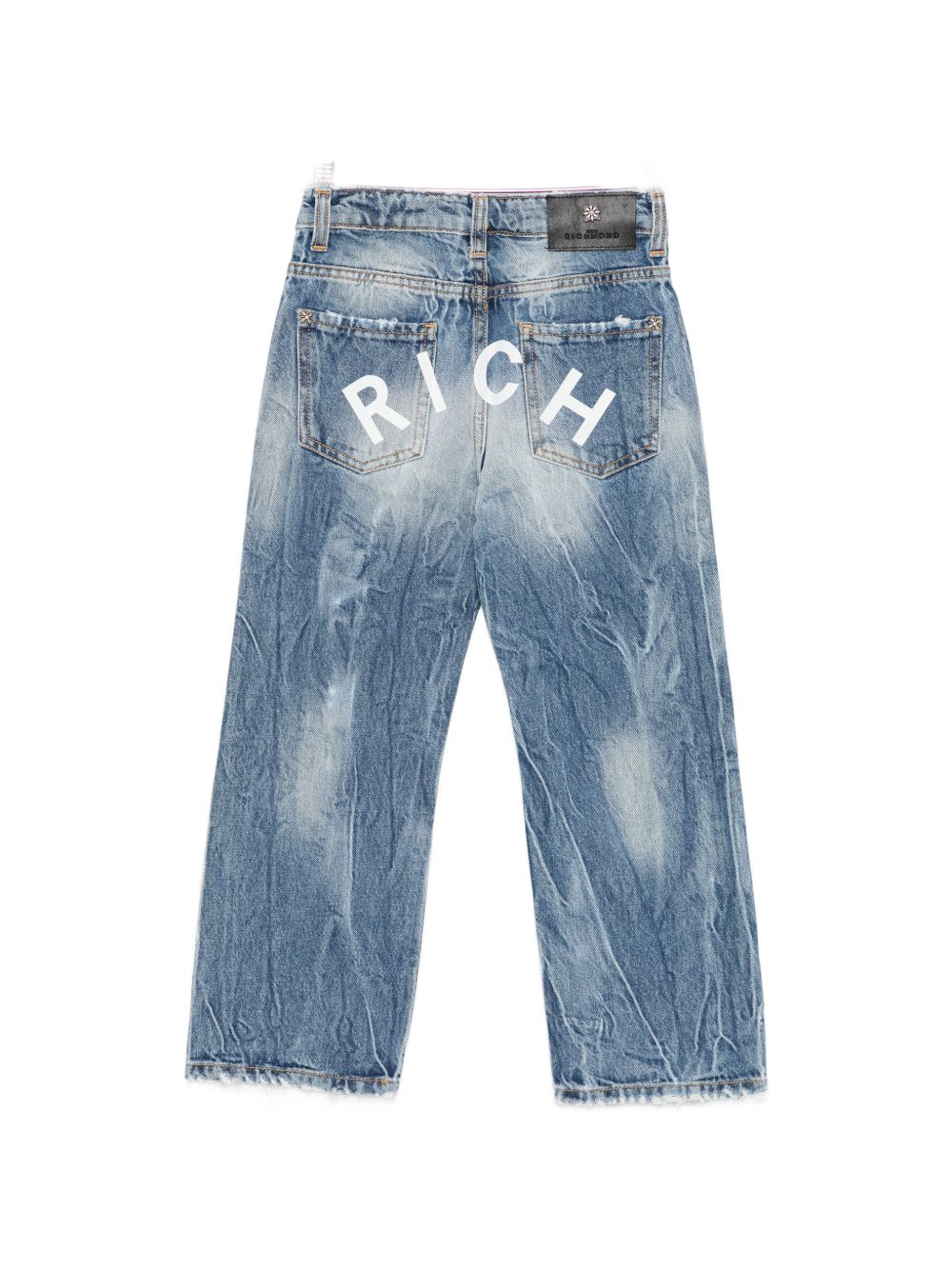 Jeans per bambino John Richmond Kids in denim con effetto usurato RBA26148JE DENIM BLUE MEDIUM JOHN RICHMOND KIDS