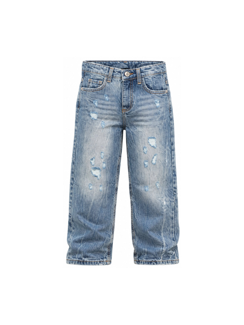 Jeans per bambino John Richmond Kids in denim con effetto usurato RBA26148JE DENIM BLUE MEDIUM JOHN RICHMOND KIDS