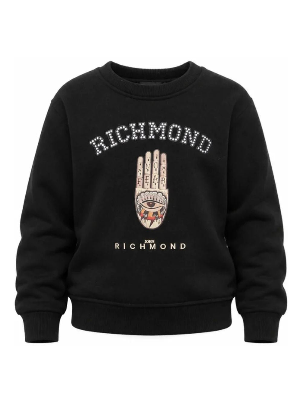 Felpa per bambino Jonh Richmond Kids nera con stampa grafica RBA26152FE BLACK JOHN RICHMOND KIDS