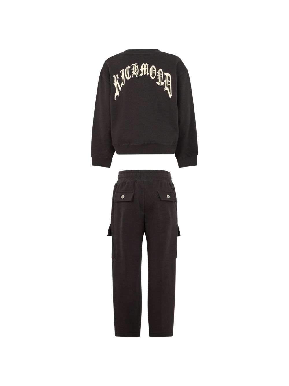 Tuta due pezzi per bambino John Richmond Kids nero con logo sul davanti RBA26167CF BLACK JOHN RICHMOND KIDS