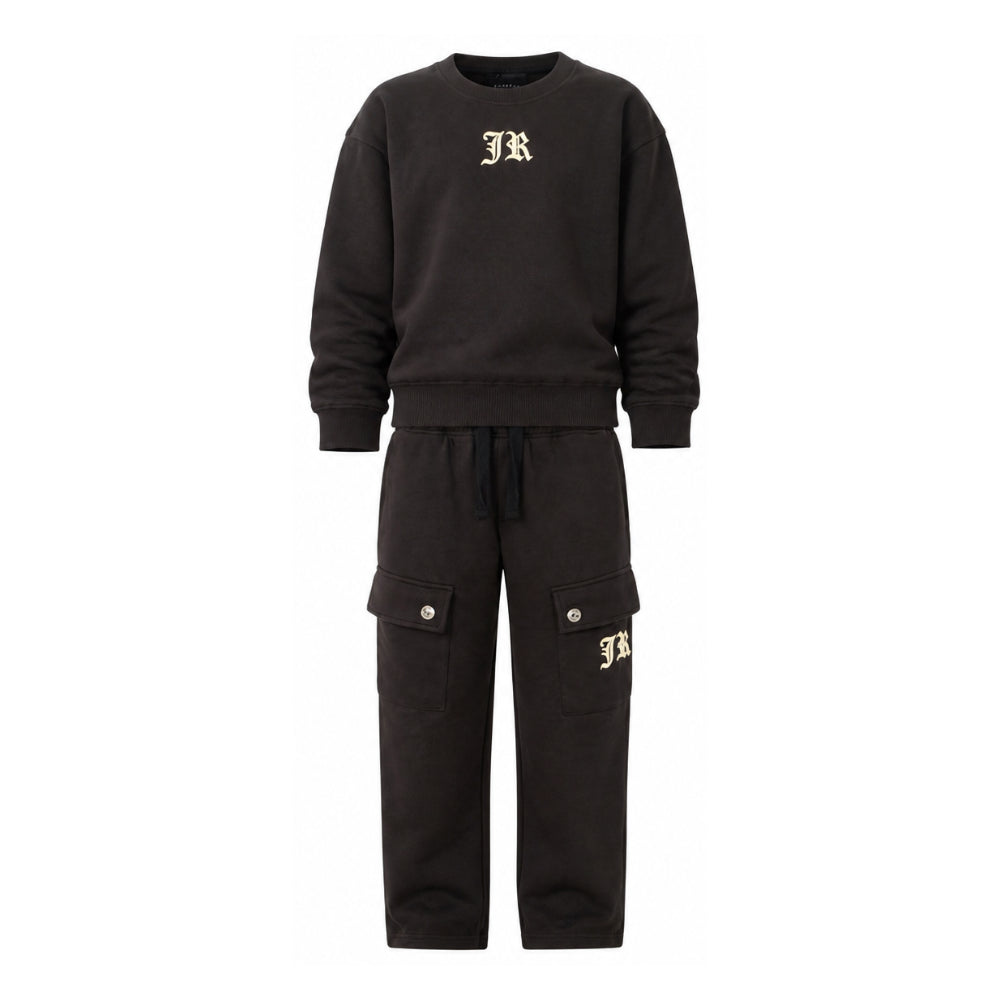 Tuta due pezzi per bambino John Richmond Kids nero con logo sul davanti RBA26167CF BLACK JOHN RICHMOND KIDS