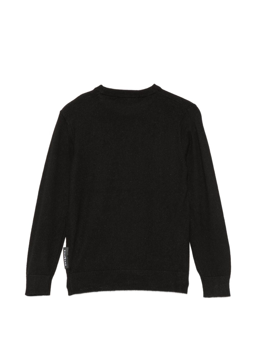 Maglione per bambino John Richmond Junior nera con logo ricamato RBA26168MA BLACK JOHN RICHMOND KIDS
