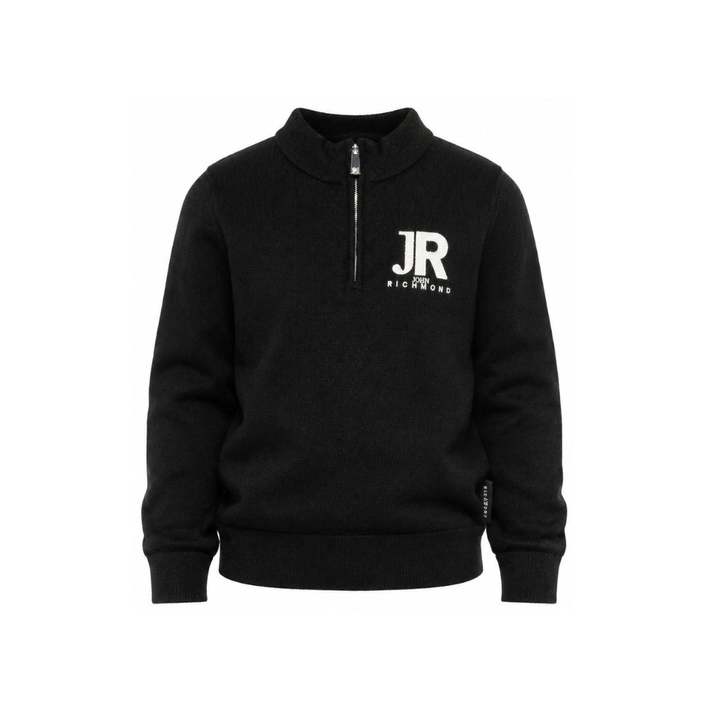 Maglione per bambino John Richmond Kids nero con dettaglio logo ricamato RBA26170LU BLACK JOHN RICHMOND KIDS