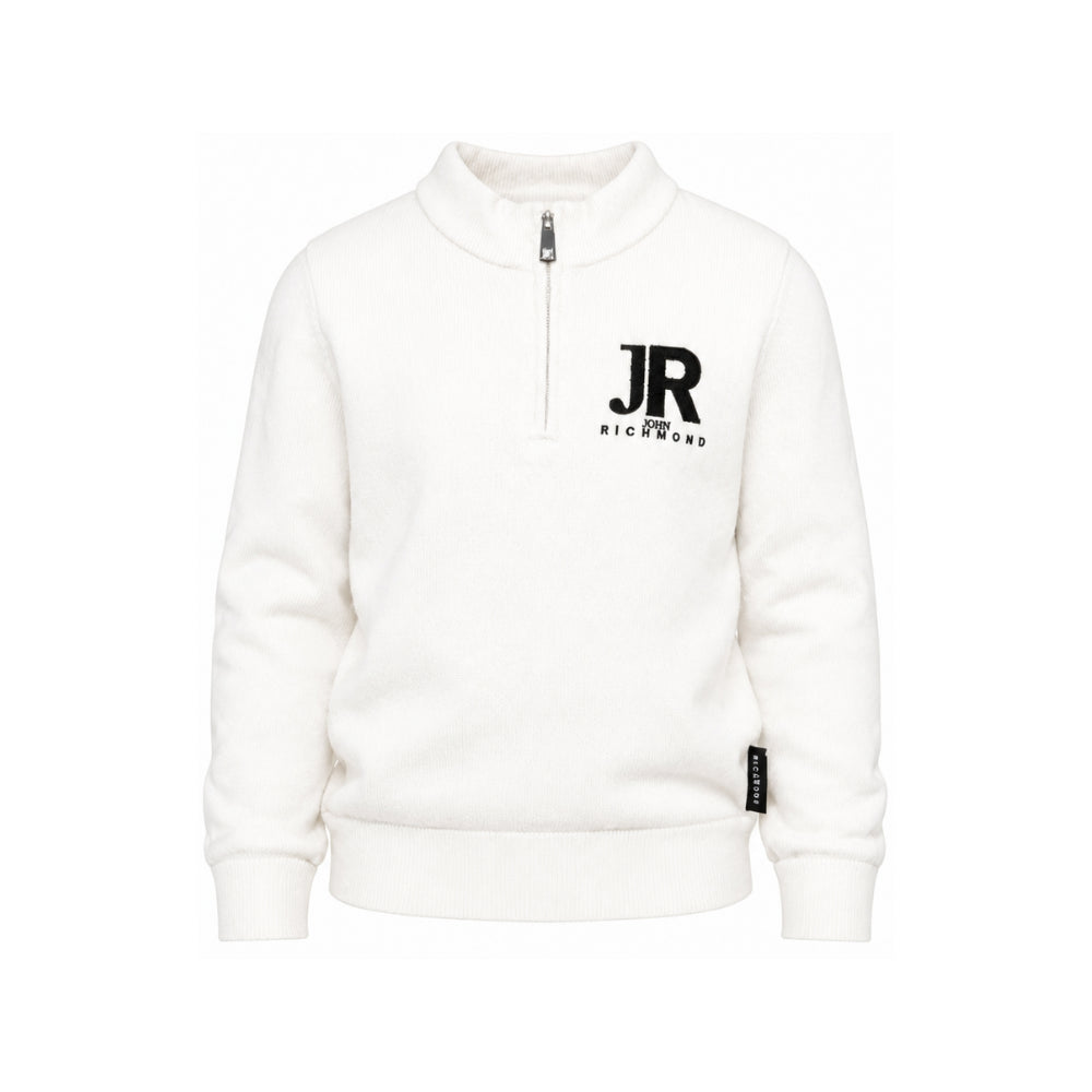 Maglione per bambino John Richmond Kids bianco con dettaglio logo ricamato RBA26170LU OFF-WHITE JOHN RICHMOND KIDS