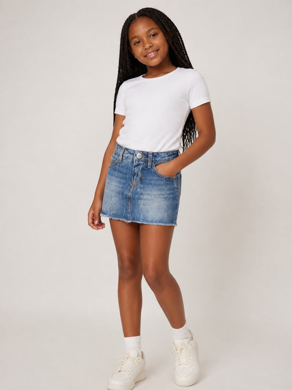 Gonna per bambina John Richmond Kids in denim con applicazione posteriore RGA26050GO DENIM BLUE MEDIUM JOHN RICHMOND KIDS