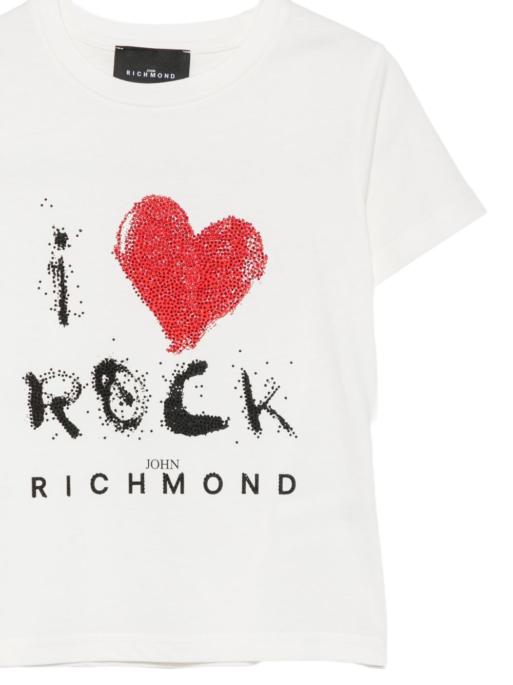 T-shirt per bambina John Richmond Kids bianca con logo ricamato sul davanti RGA26112TS WHITE JOHN RICHMOND KIDS