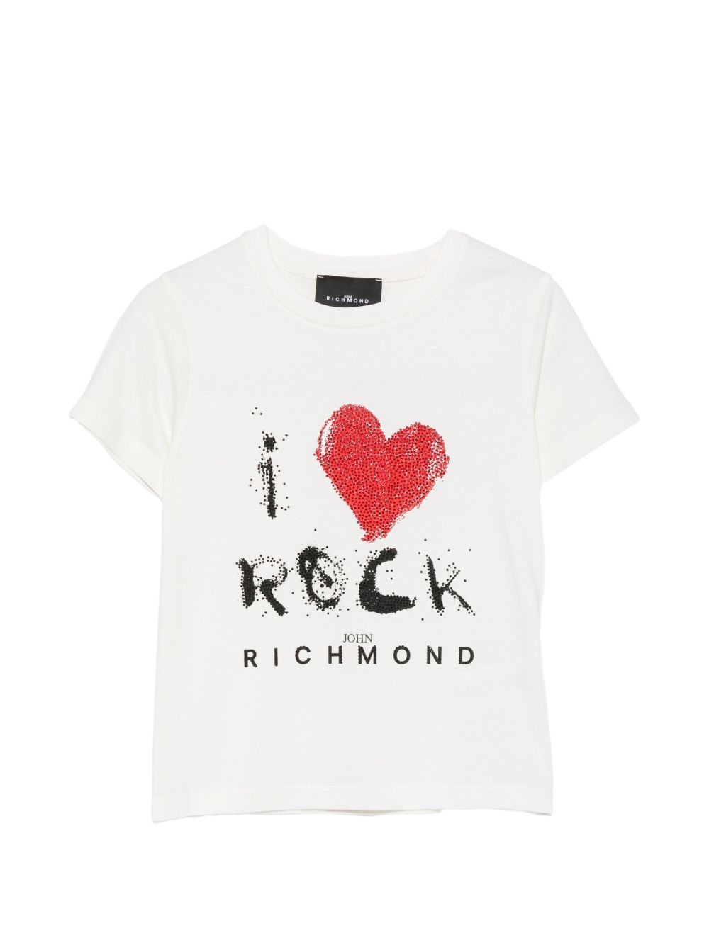T-shirt per bambina John Richmond Kids bianca con logo ricamato sul davanti RGA26112TS WHITE JOHN RICHMOND KIDS
