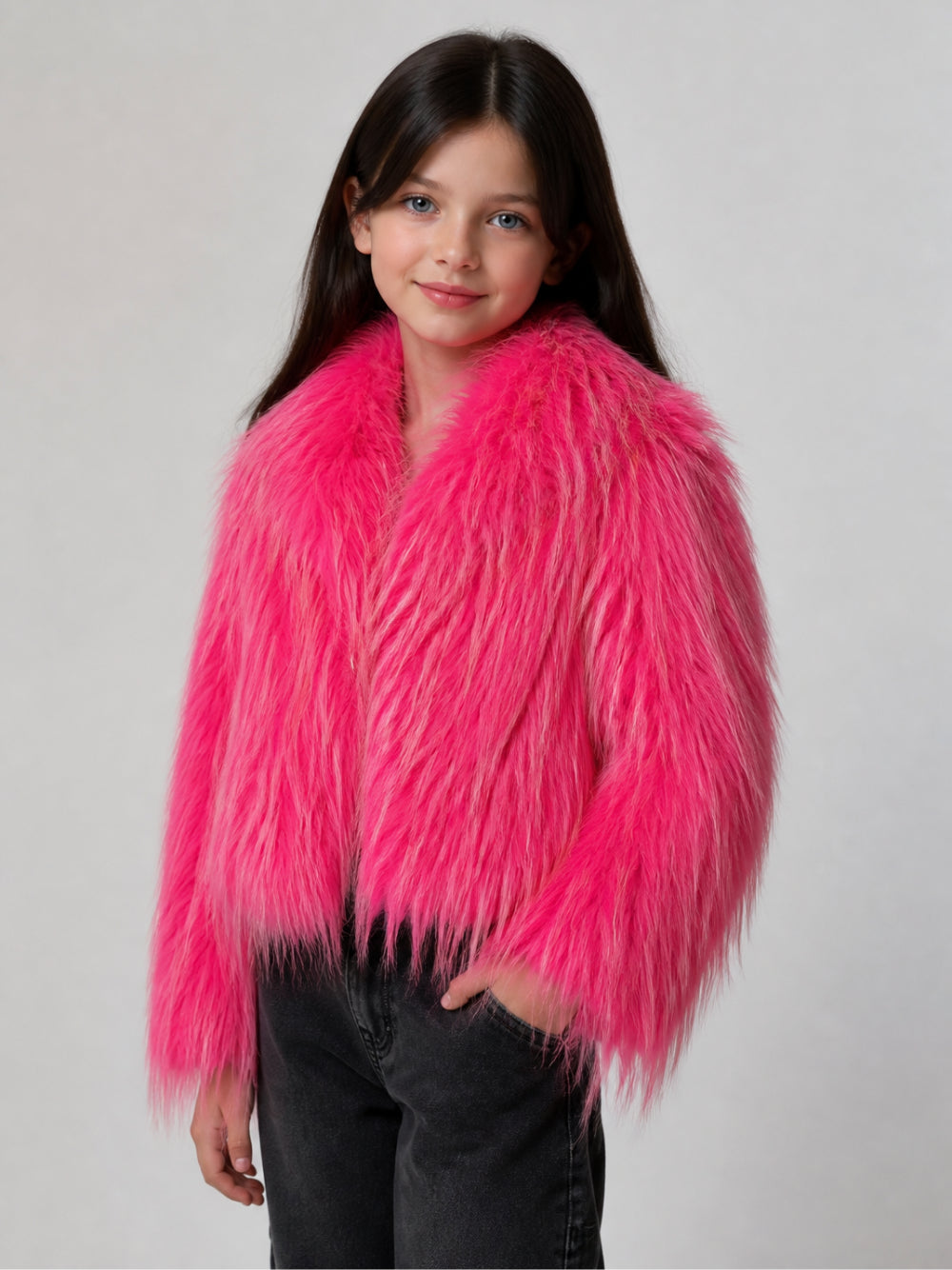 Giacca per bambina John Richmond Kids fucsia in pelliccia sintetica RGA26127PL ORCHID JOHN RICHMOND KIDS