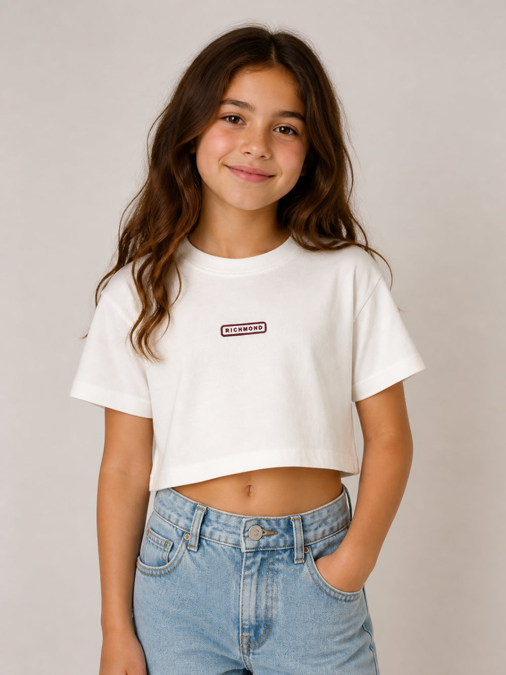 T-shirt per bambina John Richmond Kids bianca con logo sul davanti RGA26143TS OFF-WHITE JOHN RICHMOND KIDS