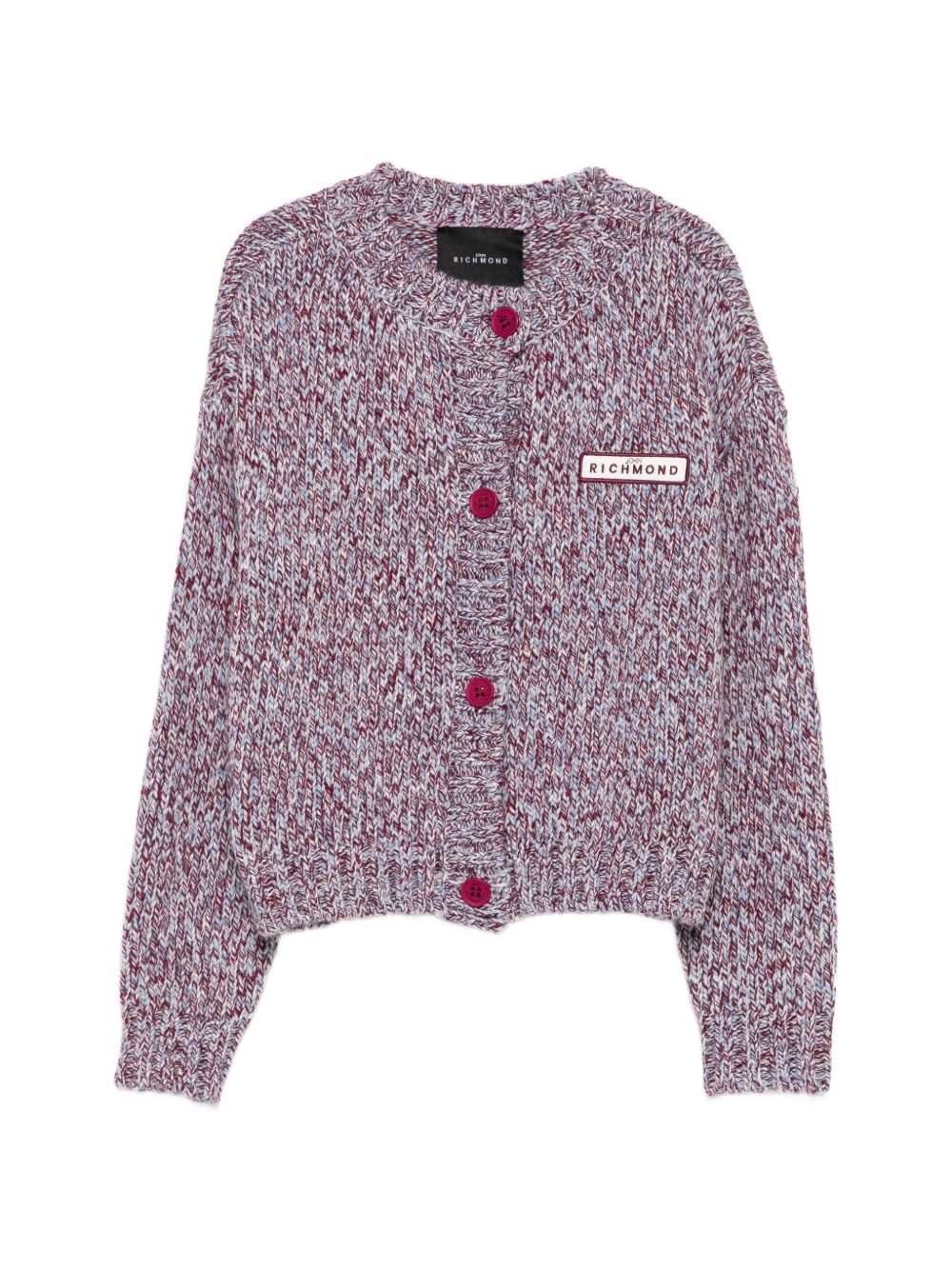 Cardigan per bambina John Richmond Kids multicolore a maglia grossa con patch logo RGA26151CD MULTICOLOR JOHN RICHMOND KIDS