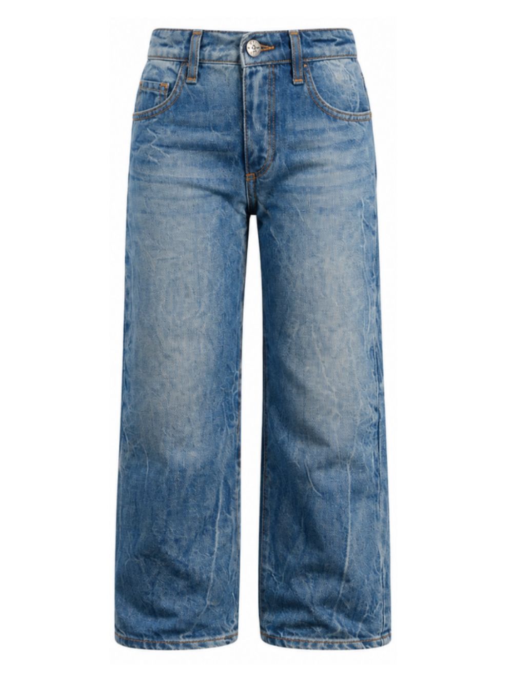Jeans per bambina John Richmond Kids in denim con stampa logo sul retro RGA26162JE DENIM BLUE MEDIUM JOHN RICHMOND KIDS