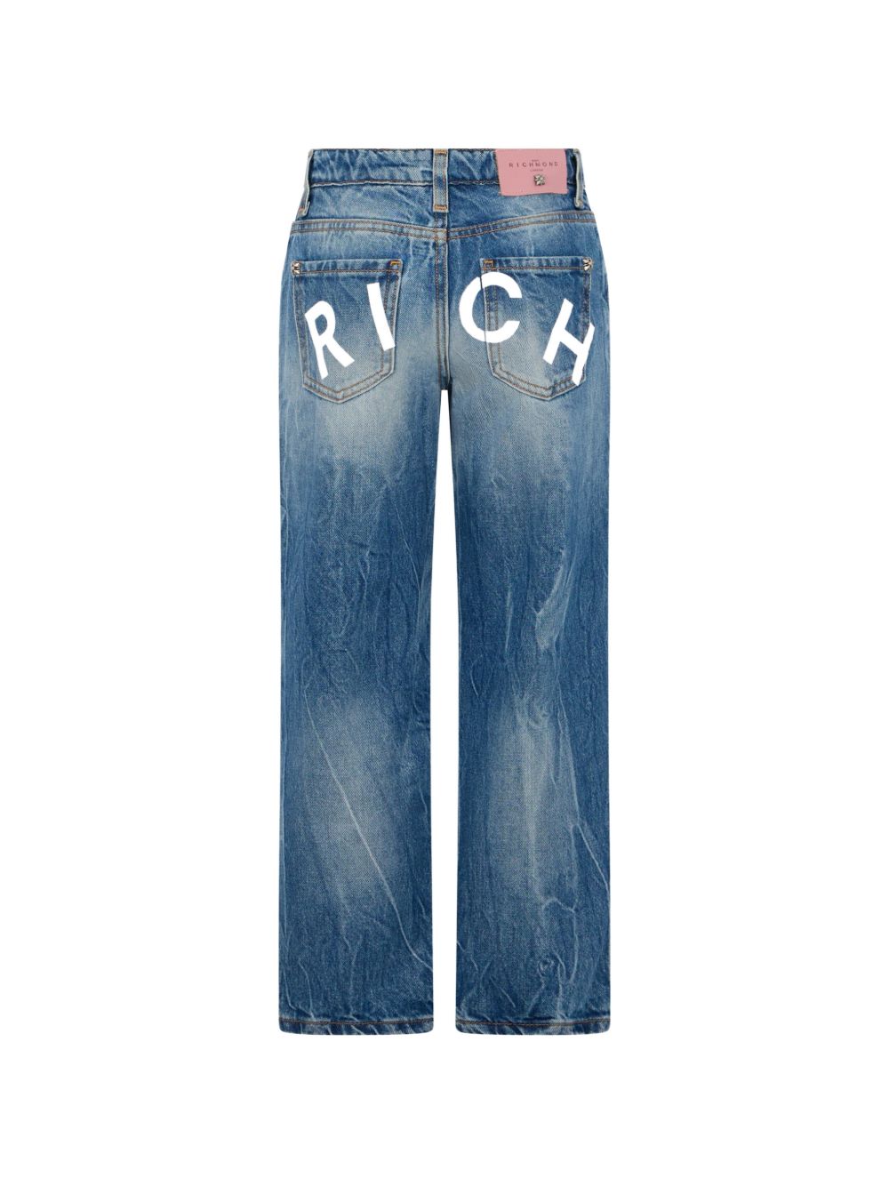 Jeans per bambina John Richmond Kids in denim con stampa logo sul retro RGA26162JE DENIM BLUE MEDIUM JOHN RICHMOND KIDS