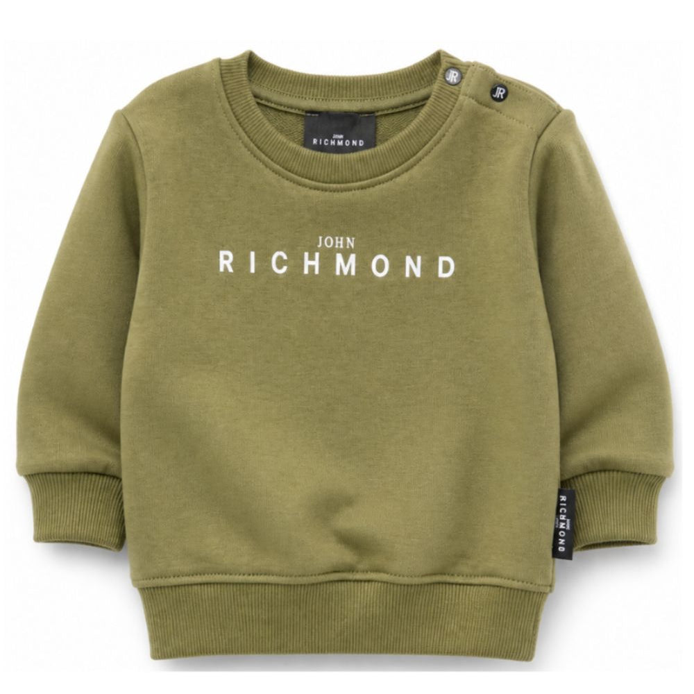 Felpa per neonato John Richmond Kids verde con dettaglio logo sul davanti RIA26003FE GREEN MILITARY JOHN RICHMOND KIDS