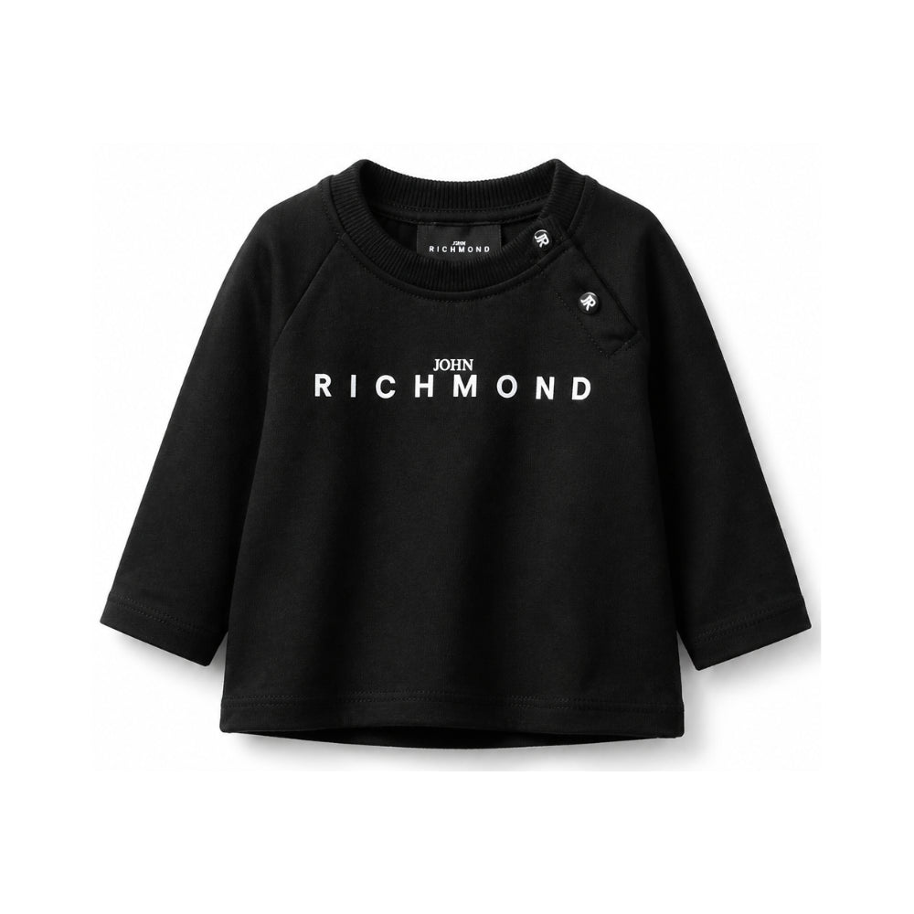T-shirt per neonato John Richmond Junior nera con stampa logo sul davanti RIA26006TS BLACK JOHN RICHMOND KIDS