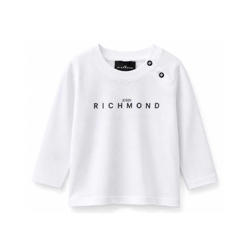T-shirt per neonato John Richmond Junior bianca con stampa logo sul davanti RIA26006TS WHITE JOHN RICHMOND KIDS