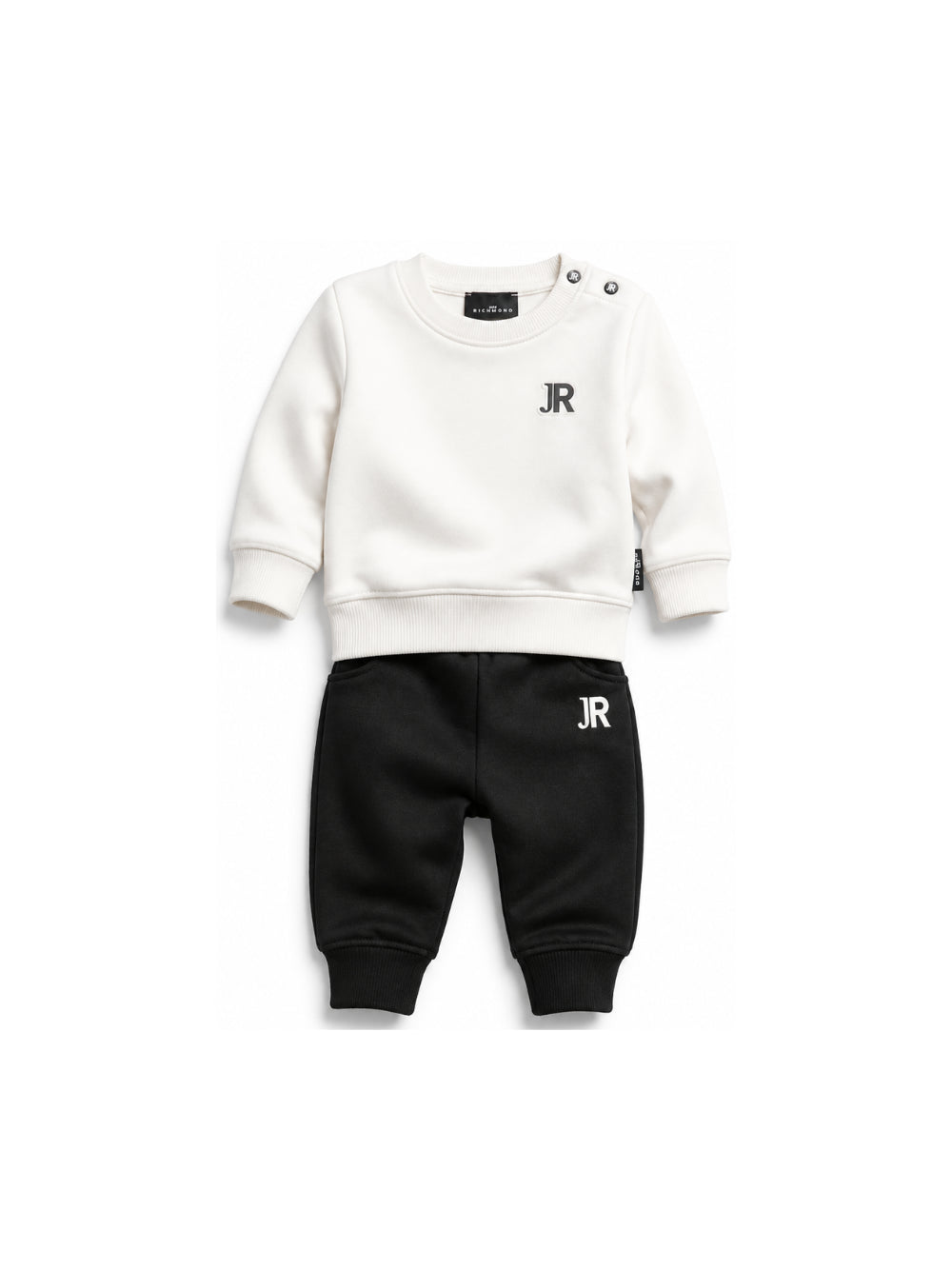 Completo per neonati John Richmond Kids bianco e nero con logo sul davanti RIA26011CF OFF-WHITE JOHN RICHMOND KIDS