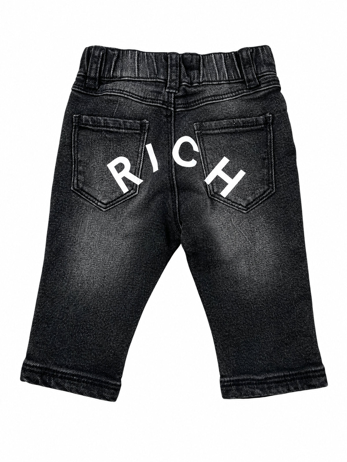 Jeans per neonato John Richmond Kids neri con logo stampato sul retro RIA26013JE DENIM BLACK JOHN RICHMOND KIDS