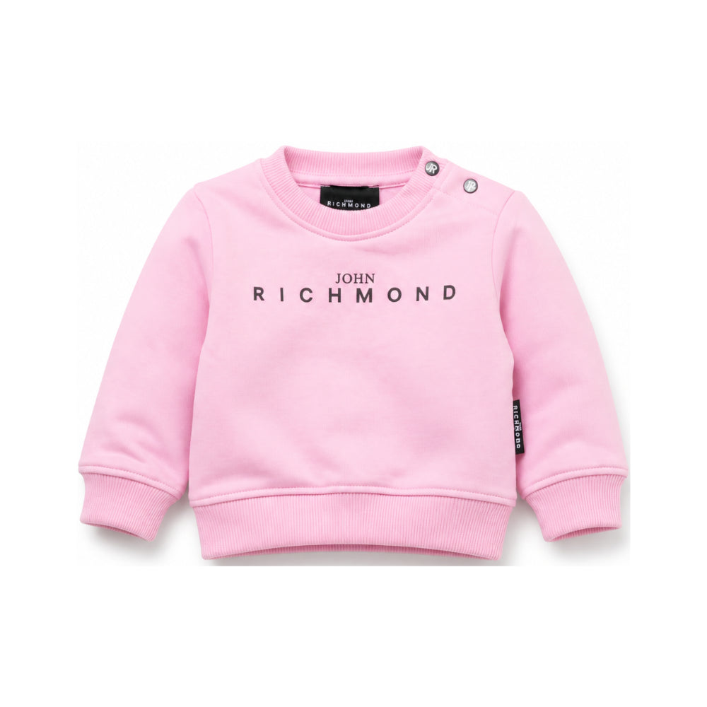 Felpa per neonata John Richmond Kids rosa con dettaglio logo sul davanti RIA26023FE PINK BEGONIA JOHN RICHMOND KIDS
